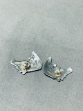 Important Native American Navajo Signed Sterling Silver Horses Earrings-Nativo Arts