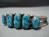 Magnificent Vintage Native American Navajo Graduating Turquoise Sterling Silver Bracelet Old-Nativo Arts
