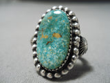 Important Navajo Carico Lake Turquoise Sterling Silver Ring Native American-Nativo Arts