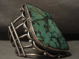 242 Grams Absolutely Immense Vintage Navajo Green Turquoise Native American Jewelry Silver Bracelet-Nativo Arts