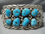 Mark Smith Vintage Native American Navajo Morenci Turquoise Sterling Silver Bracelet Old-Nativo Arts