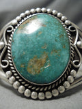 Huge Domed Royston Turquoise Vintage Native American Navajo Sterling Silver Bracelet Cuff-Nativo Arts