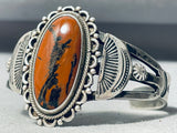 Very Old Thicker Vintage Native American Navajo Petrified Wood Sterling Silver Bracelet-Nativo Arts