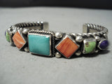 Heavy Wire Vintage Native American Navajo Turquoise Sterling Silver Lapis Bracelet-Nativo Arts