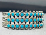 Eyes Of Turquoise Vintage Native American Navajo Sterling Silver Bracelet Cuff Old-Nativo Arts