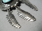 Tremendous Vintage Native American Navajo Turquoise Sterling Silver Caico Lake Necklace Old-Nativo Arts