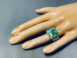 Unforgettable Native American Navajo Spiderweb Turquoise Sterling Silver Ring-Nativo Arts