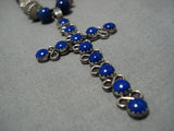 Magnificent Vintage Native American Navajo Lapis Lin Johnson Sterling Silver Necklace-Nativo Arts