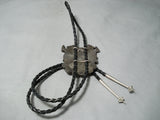 One Of The Biggest Vintage Native American Zuni Turquoise War God Sterling Silver Bolo Tie-Nativo Arts