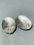 Important Chee Vintage Native American Navajo Lapis Sterling Silver Earrings Signed F.chee-Nativo Arts