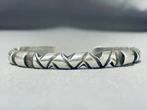 One Of The Most Unique Silver Works Vintage Native American Navajo Sterling Silver Bracelet-Nativo Arts