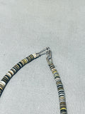 Native American Authentic Vintage Santo Domingo Brown Shell Sterling Silver Choker Necklace-Nativo Arts