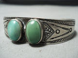 Early Vintage Native American Navajo Very Old Green Turquoise Sterling Silver Bracelet-Nativo Arts