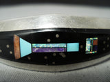 Native American Very Intricate Space Inlay Vintage Navajo Turquoise Sterling Silver Bracelet-Nativo Arts