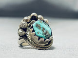 Impressive Vintage Native American Navajo Green Turquoise Sterling Silver Ring-Nativo Arts