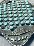The Most Unique Ever Vintage Native American Navajo Turquoise Snake Eyes Sterling Silver Buckle-Nativo Arts