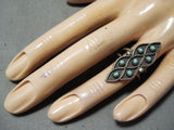 Amazing Vintage Native American Zuni Blue Gem Turquoise Sterling Silver Ring Old-Nativo Arts