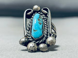 Expressive Vintage Native American Navajo Morenci Turquoise Sterling Silver Ring-Nativo Arts