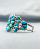 Dazzling Vintage Native American Navajo Blue Gem Turquoise Cluster Sterling Silver Bracelet-Nativo Arts