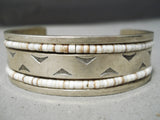 One Of The Best Heavy Vintage Native American Navajo Heishi Sterling Silver Bracelet Old-Nativo Arts