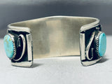 Rare Authentic Vintage Native American Navajo Blue Gem Turquoise Sterling Silver Bracelet-Nativo Arts