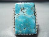 Impressive Navajo Native American Old Kingman Turquoise Sterling Silver Ring-Nativo Arts