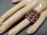 Elonda Waco Signed Native American Zuni Coral Sterling Silver Ring-Nativo Arts