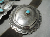 Amazing Vintage Native American Navajo Hand Wrought Sterling Silver Turquoise Concho Belt-Nativo Arts