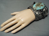 Lizard 222 Gram Native American Turquoise Sterling Silver Bracelet-Nativo Arts