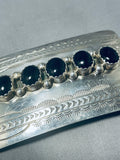 Unique Vintage Native American Navajo Black Onyx Sterling Silver Buckle-Nativo Arts