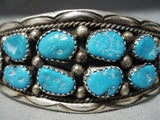 Magnificent Vintage Native American Navajo Turquoise Sterling Silver Bracelet Old-Nativo Arts
