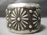 Huge Heavy Hand Tooled Vintage Native American Navajo Sterling Silver Shell Bracelet Cuff-Nativo Arts