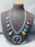 Dropdead Gorgeous Native American Navajo Turquoise Sterling Silver Squash Blossom Necklace-Nativo Arts
