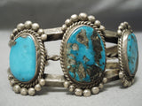 Museum Quality Vintage Native American Navajo Morenci Turquoise Sterling Silver Bracelet-Nativo Arts
