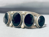 One Of A Kind Vintage Native American Navajo 5 Black Onyx Sterling Silver 1950 'S Bracelet-Nativo Arts