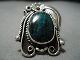Opulent Vintage Navajo Azuite Sterling Silver Native American Ring Old-Nativo Arts