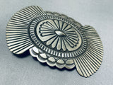 Mesmerizing Vintage Native American Navajo Signed Henry Morgan Huge Sterling Silver Buckle-Nativo Arts