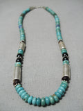 Authentic Vintage Native American Navajo Thomas Singer Turquoise Sterling Silver Necklace-Nativo Arts