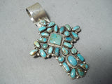 Larry Moses Begay Vintage Native American Navajo Turquoise Cross Sterling Silver Pendant-Nativo Arts