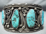 Authentic Vintage Native American Navajo Museum Turquoise Sterling Silver Bracelet-Nativo Arts