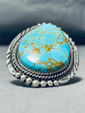 Monstrous Native American Navajo #8 Turquoise Sterling Silver Heavy Ring-Nativo Arts