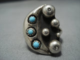 Unique!! Vintage Navajo Turquoise Sterling Silver Native American Ring Old-Nativo Arts
