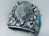 248 Gram Native American Bison Turquoise Sterling Silver Bracelet-Nativo Arts