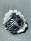 Outstanding Native American Navajo Sterling Silver Buffalo Huge Ring-Nativo Arts