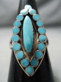 Quality Vintage Native American Navajo Turquoise Sterling Silver Snake Eyes Ring-Nativo Arts