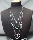 Important Betsoi Family Native American Navajo Turquoise Heart Sterling Silver Necklace-Nativo Arts