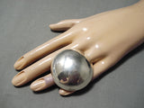 One Of The Biggest Button Native American Navajo Sterlin Silver Ring-Nativo Arts