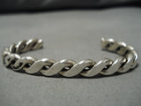 Exquisite Vintage Navajo Twisted Rope Sterling Silver Native American Bracelet-Nativo Arts