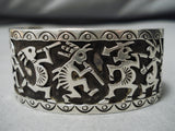 Amazing Vintage Navajo Sterling Silver Native American Kokpelli Bracelet Cuff-Nativo Arts