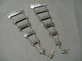 Colossal 7 Tier Vintage Zuni Native American Chandelier Earrings Sterling Silver-Nativo Arts
